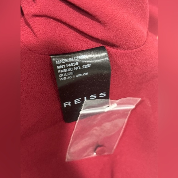 Reiss Red Ruffled Long Sleeve Blouse Size:6 USA - Picture 7 of 10